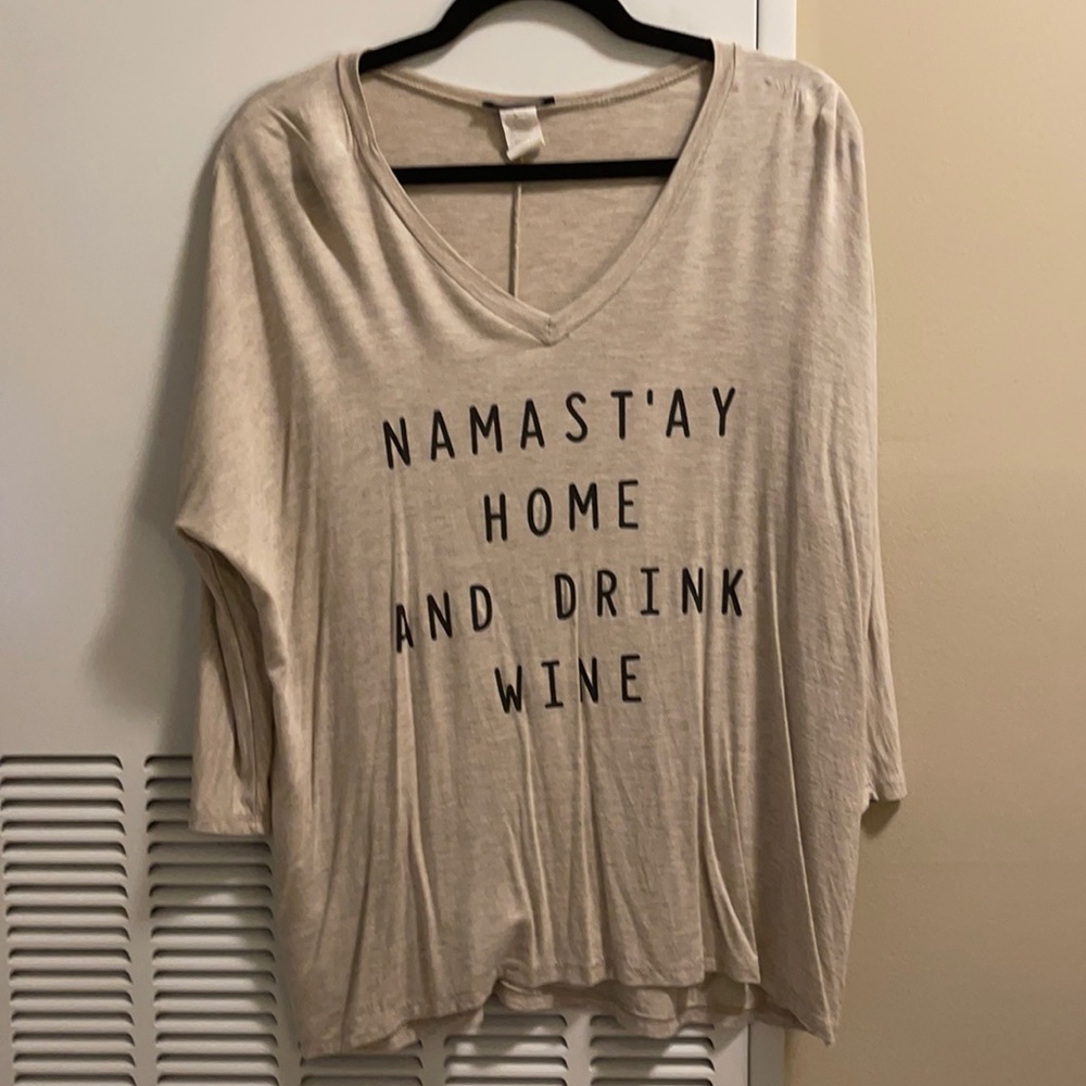 Namast’ay Home and drink wine tee